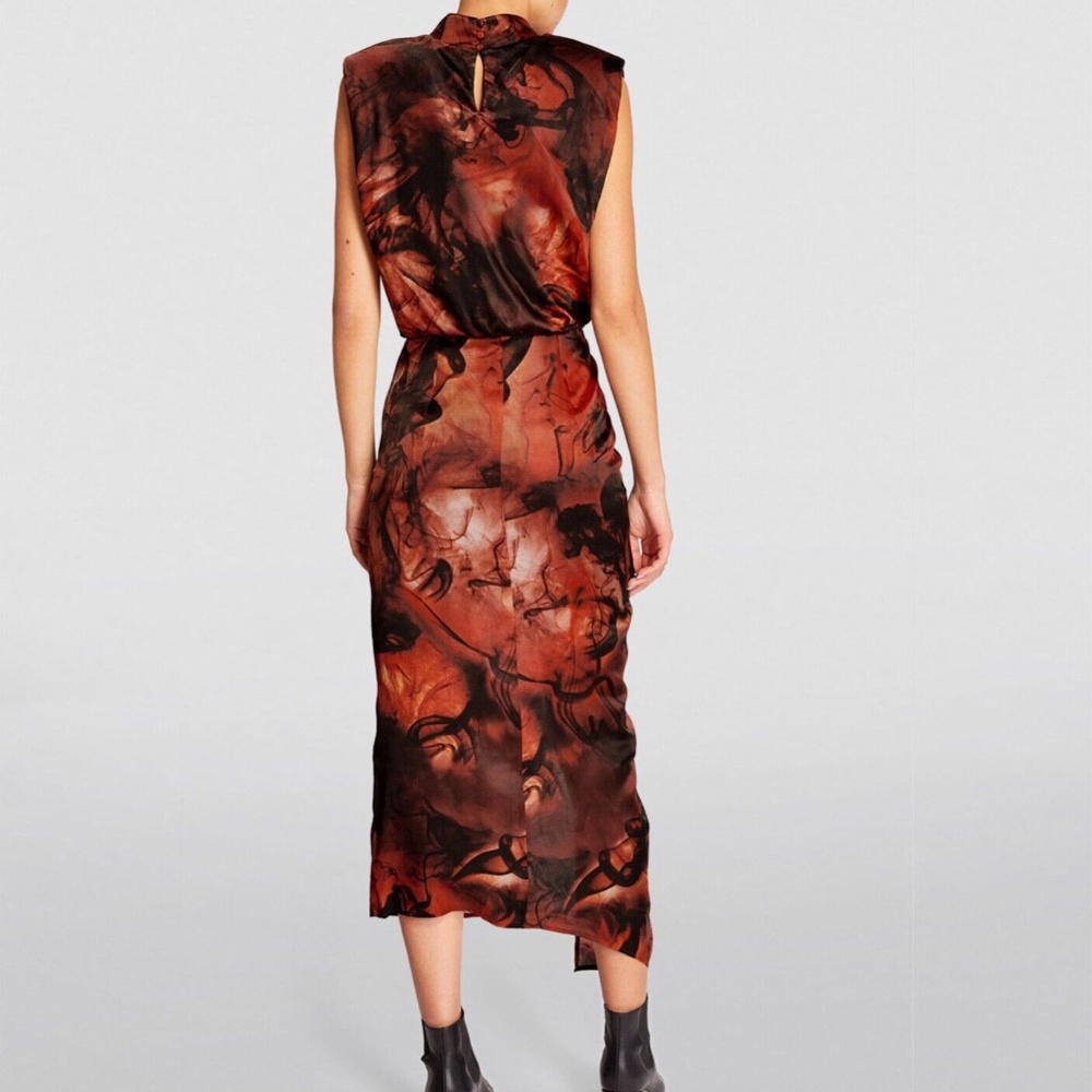 All Saints ISA Claudia Dress, Size 4 (small) Rust Red Silk Blend Midi Sleeveles - Picture 2 of 16